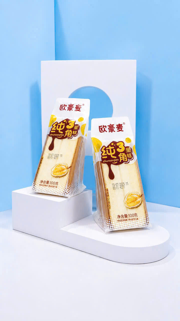 Bánh tam giác Ohaomai vị sầu riêng thùng 2kg x 20 bánh.