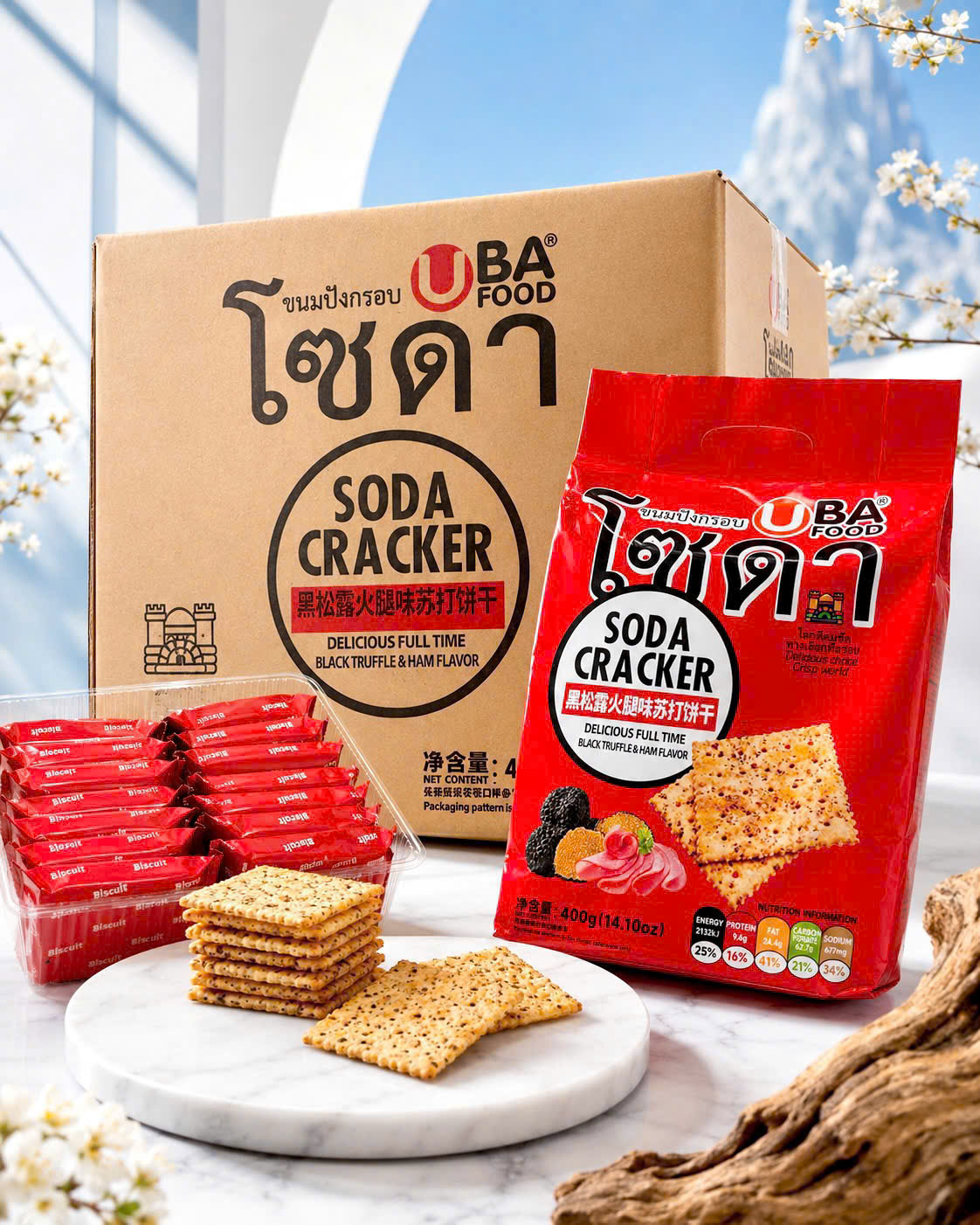 BÁNH SODA CRACKER VỊ NẤM TRUFLE - THÙNG 20 TÚI X 400G