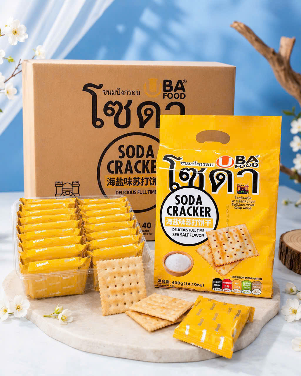 BÁNH SODA CRACKER VỊ NGỌT - THÙNG 20 TÚI X 400G