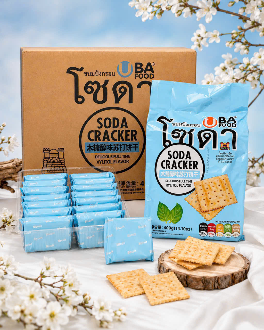 BÁNH SODA CRACKER VỊ XYLITOL - THÙNG 20 TÚI X 400G