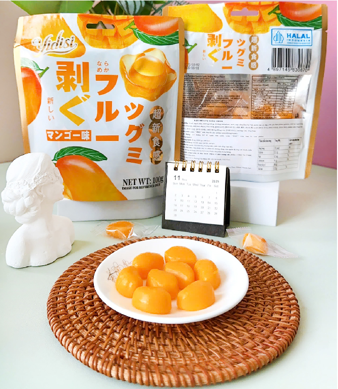 Kẹo dẻo Gummy bóc vỏ trái cây tự nhiên vị xoài Yidisi 100g x 40 túi