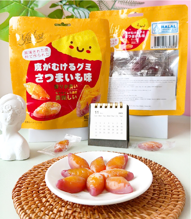 Kẹo dẻo Gummy bóc vỏ trái cây tự nhiên vị khoai lang dẻo Yidisi 100g x 40 túi