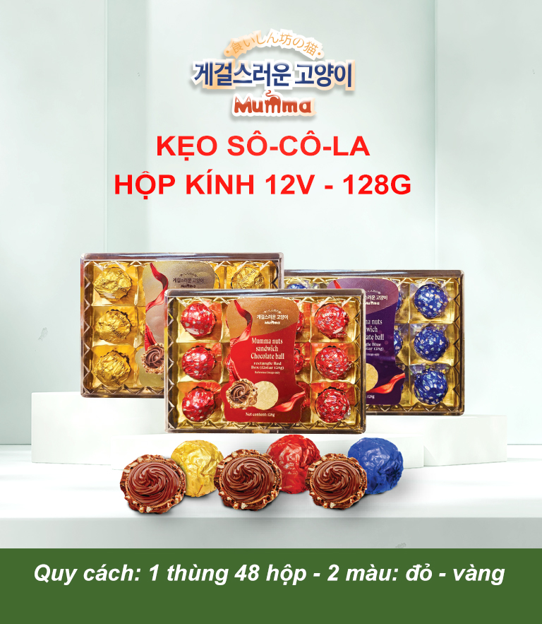 KẸO SOCOLA HCN HỘP KÍNH 12 VIÊN (128G)