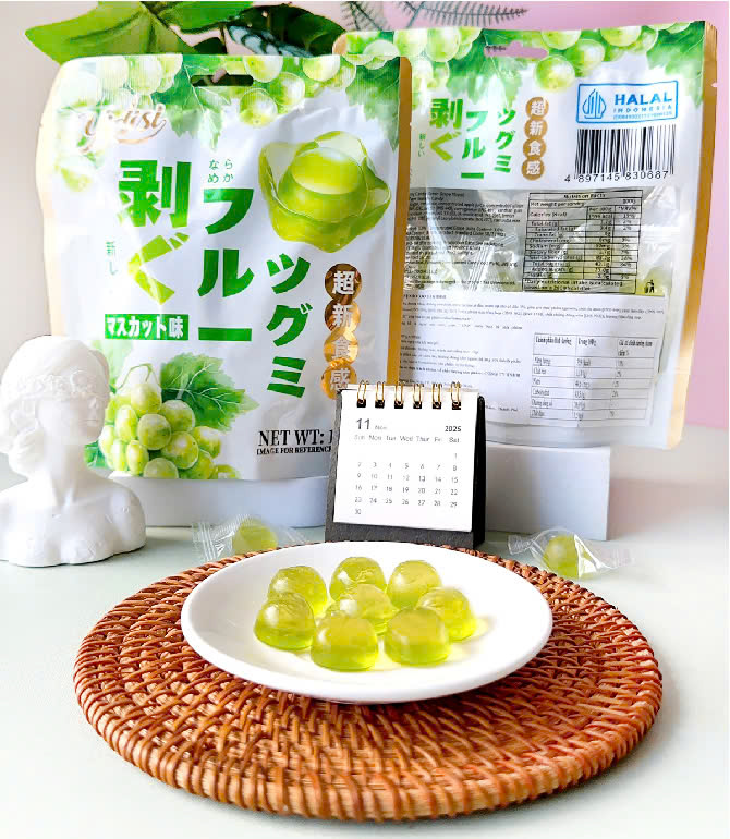 Kẹo dẻo Gummy bóc vỏ trái cây tự nhiên vị nho xanh Yidisi 100g x 40 túi